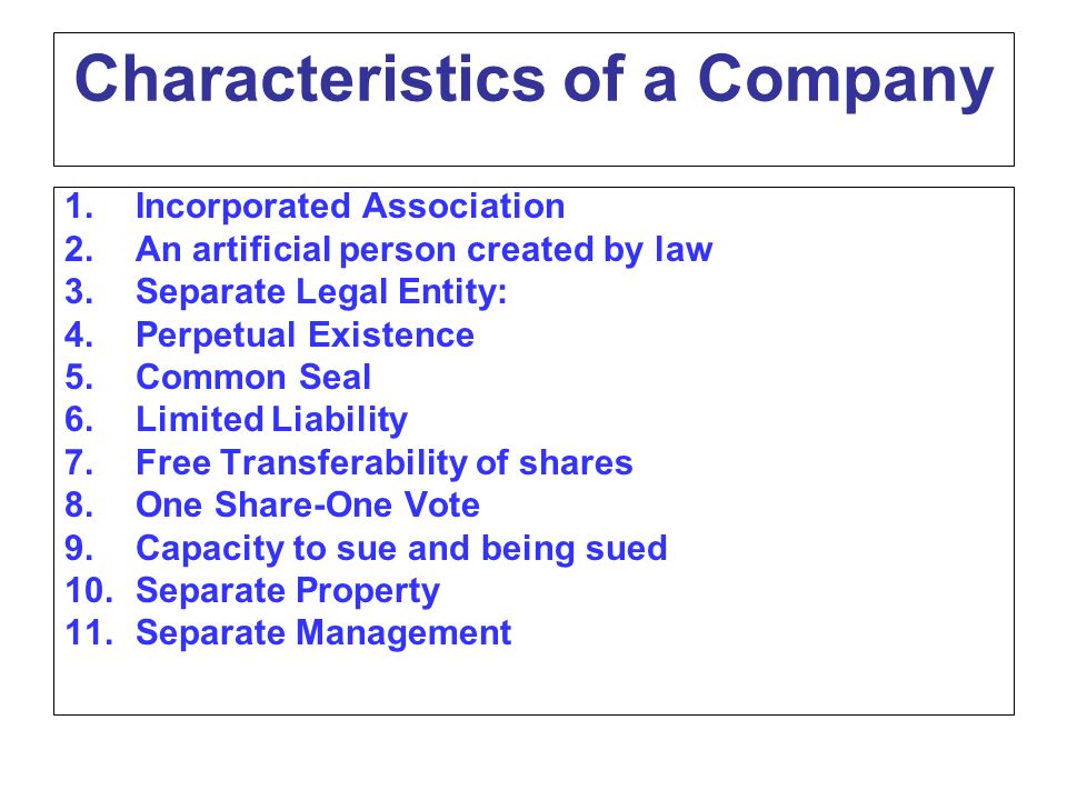 Key features of limited companies